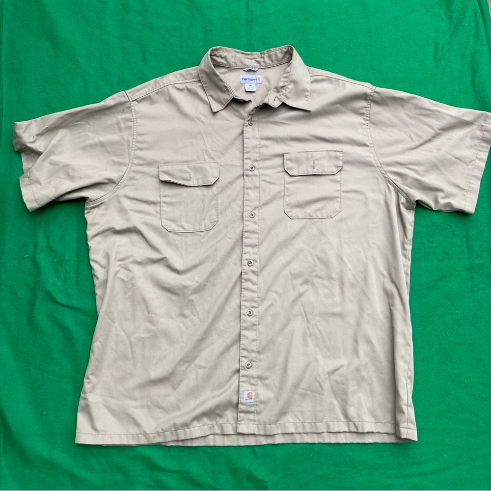 Carhartt Tan Casual Button Down Shirt Relaxed Fit